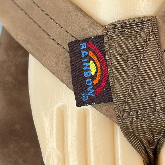 Womens Rainbow Sandals Premier Mocha Brown Leather thong flip flops 10 11 - Picture 3 of 8
